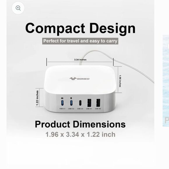 Goneo PD 67W 5-in-1 Surge Protector Charger Block - Picture 2 of 7